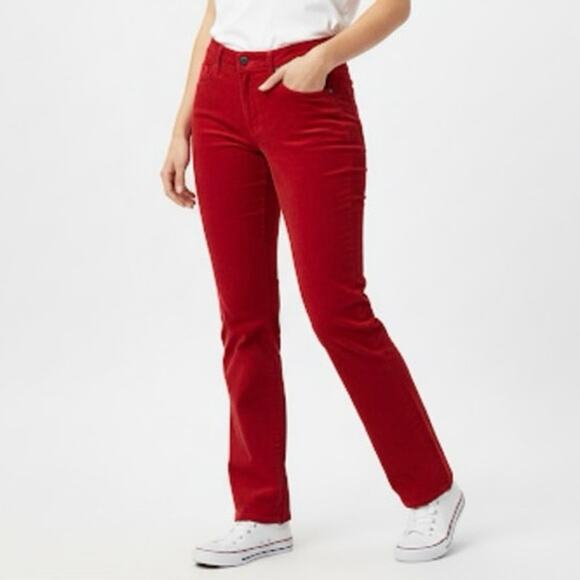 Talbots Corduroy Straight Leg Pant Jeans Cherry Red Mid Rise Size 4 - Picture 1 of 11